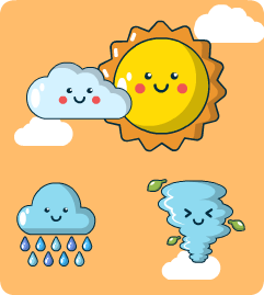 Illustration jeu météo, toutes les matières, du CP au CM2