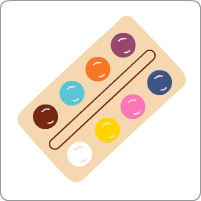 A paint paletteUne palette de peinture