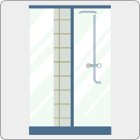 A shower cabinUne cabine de douche